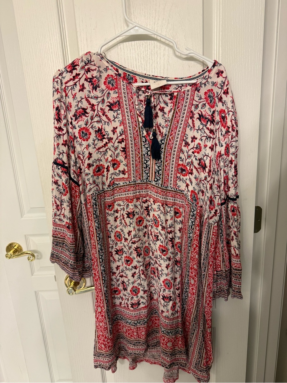Knox Rose Cream Tunic with Pink and Red Floral Print